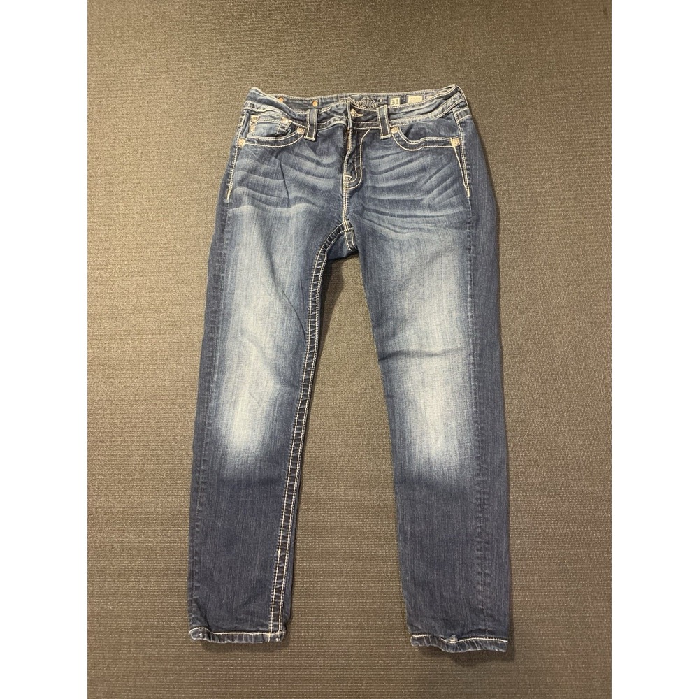 Miss Me Mid Rise Easy Cropped DK 222 Blue Jeans Stretch JE8087EC3 Size 31